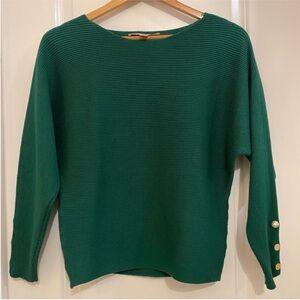 Catherine Malandrino Green knit Sweater with Gold button detail size small